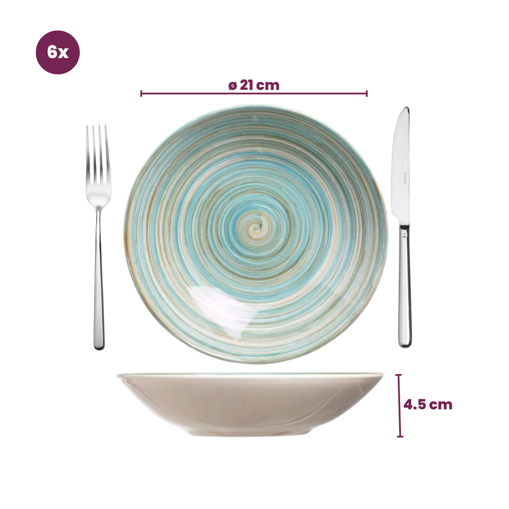 Cosy & Trendy Pasta Bowls Turbolino Blue ø 21 cm - 6 pieces