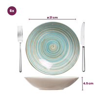 Cosy & Trendy Pasta Bowls Turbolino Blue ø 21 cm - 6 pieces