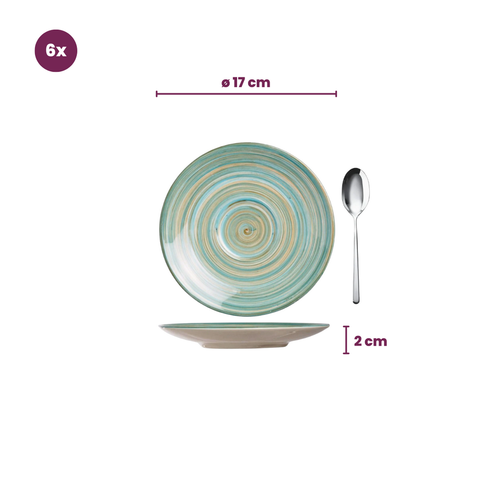 Cosy & Trendy Coffee saucer Turbolino Blue ø 17 cm - 6 pieces