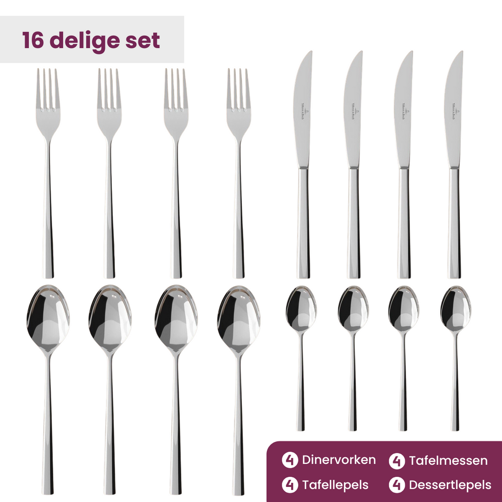 Villeroy & Boch Cutlery set Piemont - 18/10 stainless steel - 16-piece / 4 people