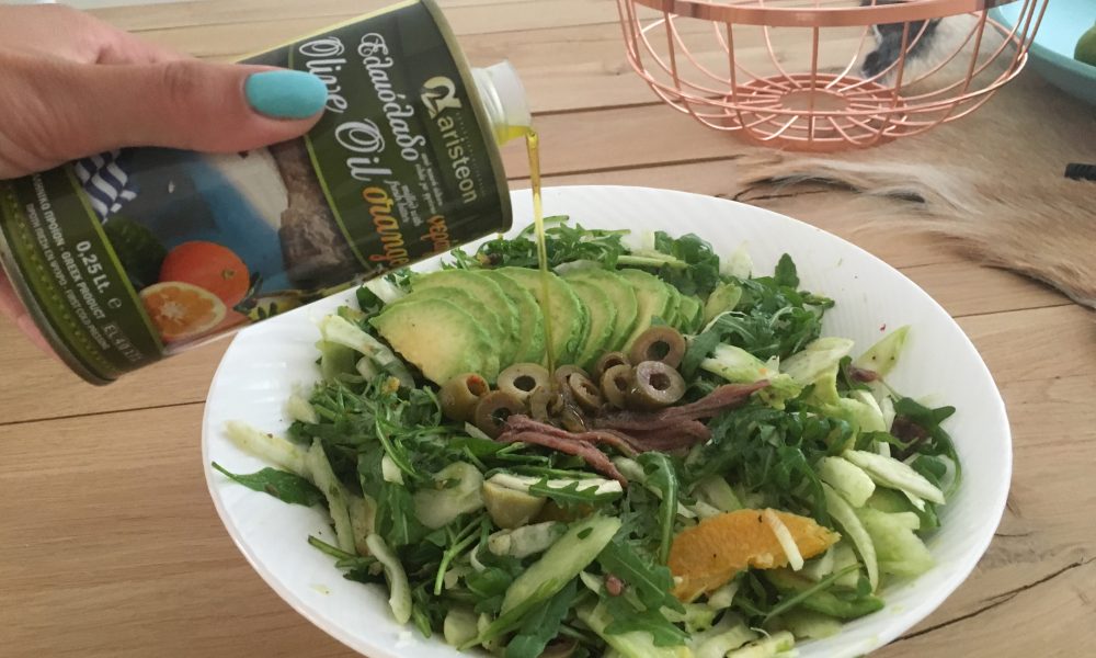 Fresh salad with fennel, avocado and orange