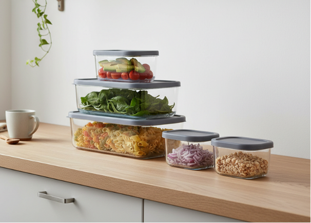 Cookinglife Storage Containers - Glass - Grey - 5 Pieces