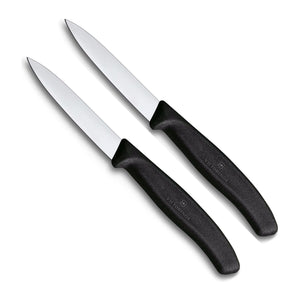 Victorinox Schilmesjes Swiss Classic 8 cm 2 stuks met zwart heft, vrijstaand op witte achtergrond