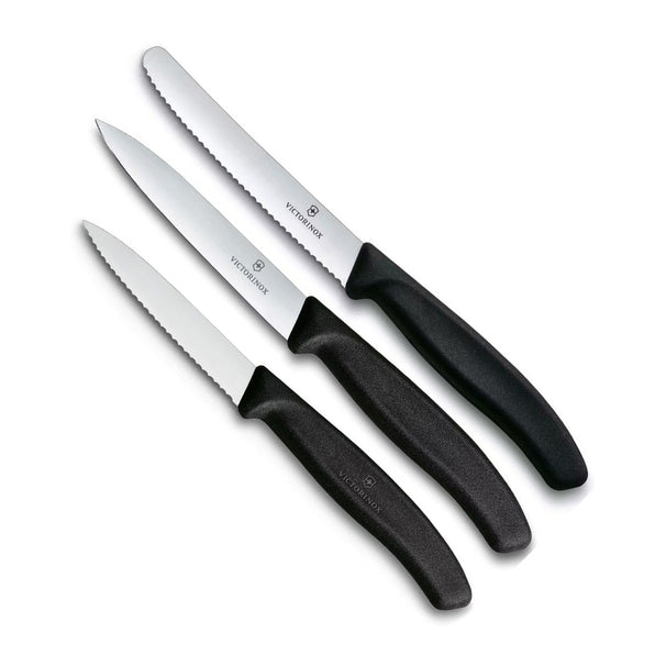 Victorinox Paring Knife Set Swiss Classic Black 3-piece - Tomato Knife, Utility Knife & Paring Knife