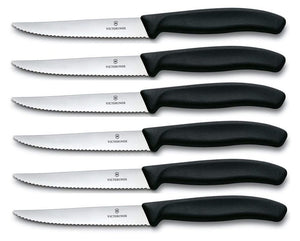 Victorinox cuchillos de carne dentados Swiss Classic negro - 6 piezas