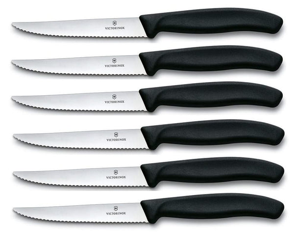 Victorinox cuchillos de carne dentados Swiss Classic negro - 6 piezas