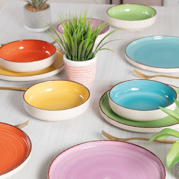 Villa d'Este Home juego de vajilla Baita Classic 18 piezas / 6 personas - 6 platos de cena, 6 platos de desayuno y 6 platos hondos