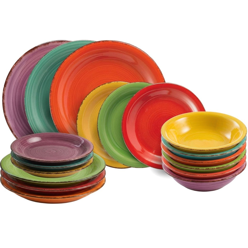 Villa d'Este Home Dinnerware Set Baita Multicolor 18-piece / 6 persons - 6 dinner plates, 6 breakfast plates and 6 deep plates