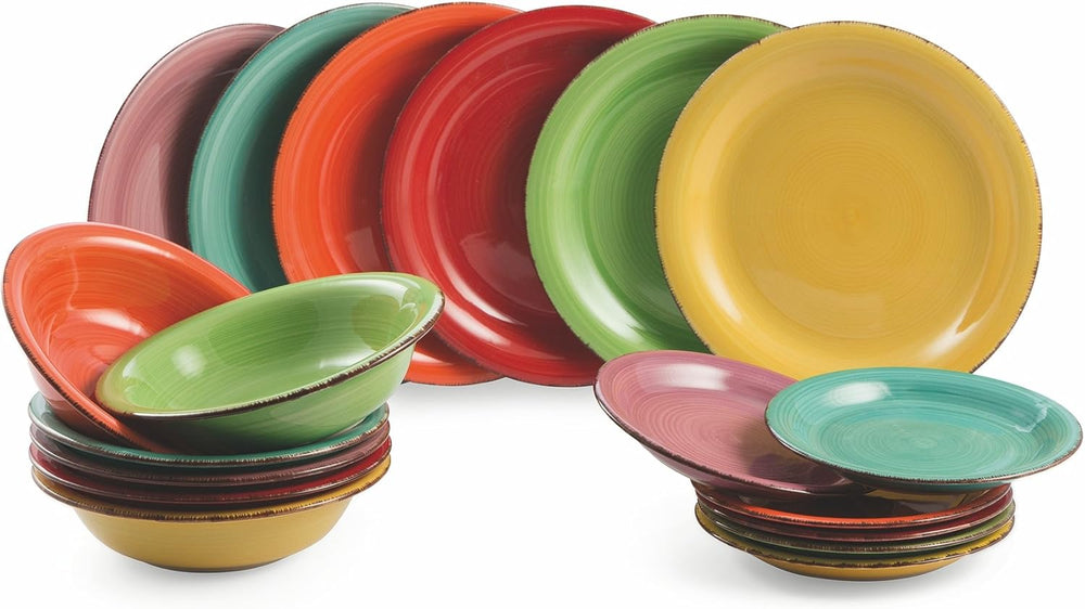Villa d'Este Home Dinnerware Set Baita Multicolor 18-piece / 6 persons - 6 dinner plates, 6 breakfast plates and 6 deep plates