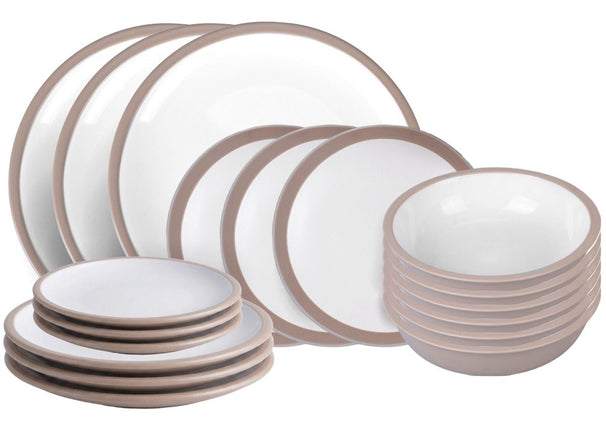Villa d'Este Home juego de mesa Bistrot blanco 18 piezas / 6 personas - 6 platos de cena, 6 platos de desayuno y 6 platos hondos