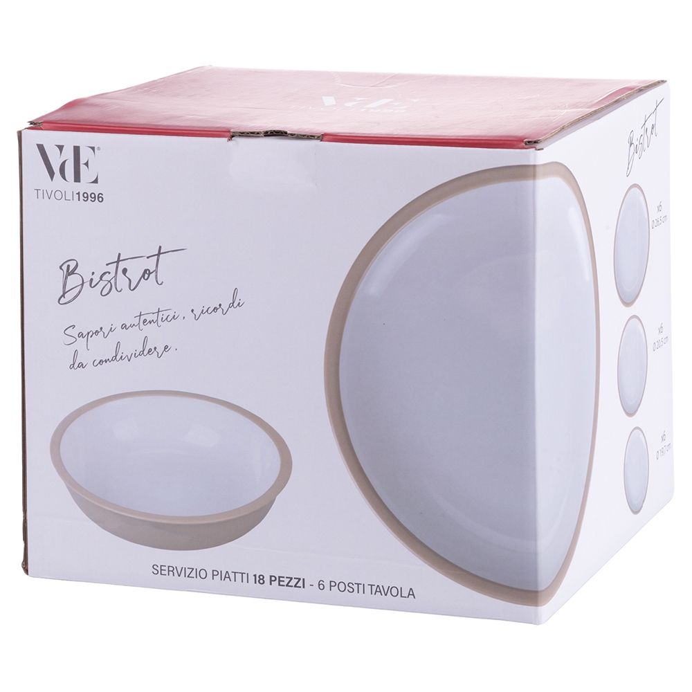 Villa d'Este Home Dinnerware Set Bistrot White 18-piece / 6 persons - 6 dinner plates, 6 breakfast plates and 6 deep plates