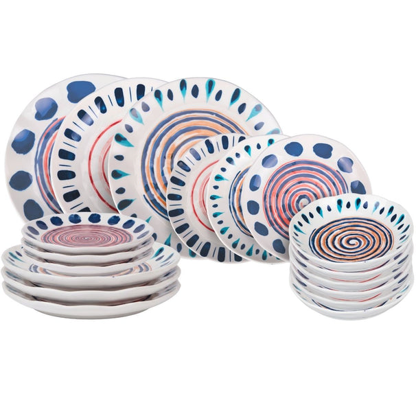 Villa d'Este Home juego de vajilla Sahara 18 piezas / 6 personas - 6 platos de cena, 6 platos de desayuno y 6 platos hondos