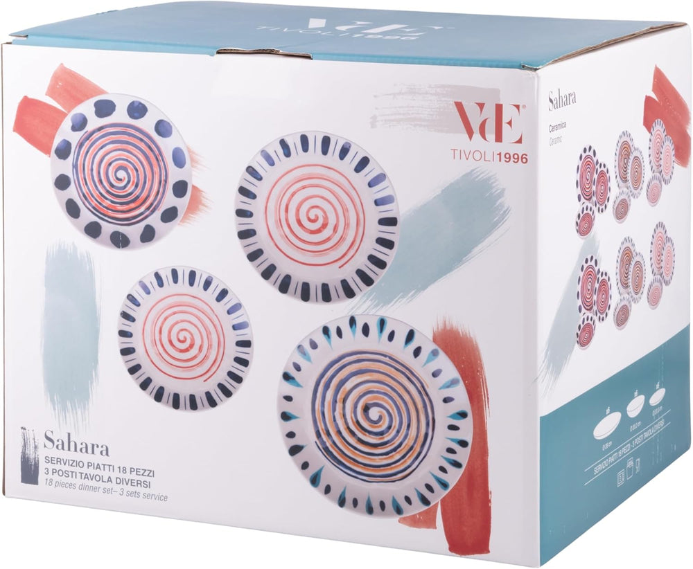 Villa d'Este Home Dinnerware Set Sahara 18-piece / 6 persons - 6 dinner plates, 6 breakfast plates and 6 deep plates