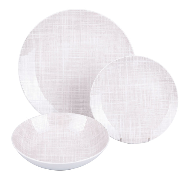 Villa d'Este Home juego de mesa Texture Porcelana 18 piezas / 6 personas - 6 platos de cena, 6 platos de desayuno y 6 platos hondos