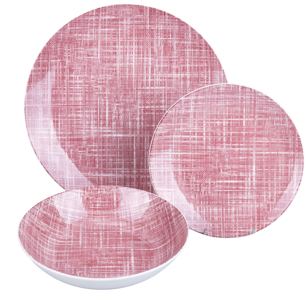 Villa d'Este Home Dinnerware Set Texture Porcelain 18-piece / 6 persons - 6 dinner plates, 6 breakfast plates and 6 deep plates