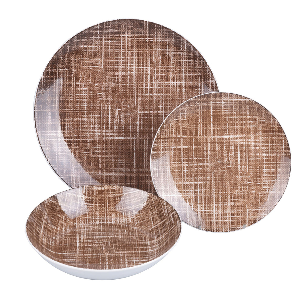 Villa d'Este Home Dinnerware Set Texture Porcelain 18-piece / 6 persons - 6 dinner plates, 6 breakfast plates and 6 deep plates