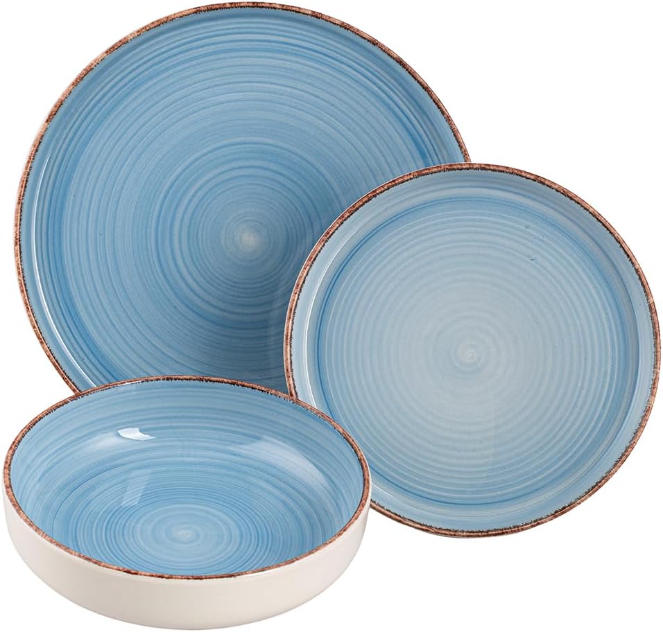 Villa d'Este Home Dinnerware Set Baita Acqua Ocean 18-piece / 6 persons - 6 dinner plates, 6 breakfast plates and 6 deep plates