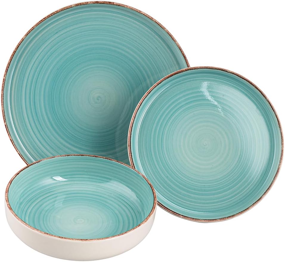 Villa d'Este Home Dinnerware Set Baita Acqua Ocean 18-piece / 6 persons - 6 dinner plates, 6 breakfast plates and 6 deep plates