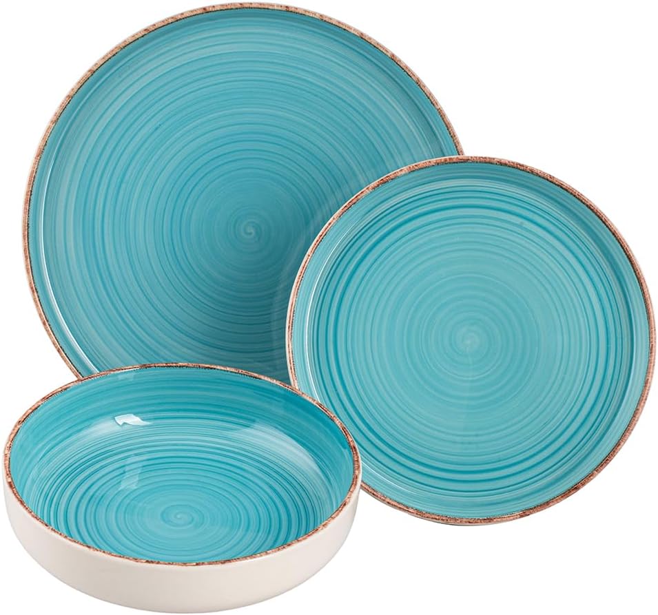 Villa d'Este Home Dinnerware Set Baita Acqua Ocean 18-piece / 6 persons - 6 dinner plates, 6 breakfast plates and 6 deep plates