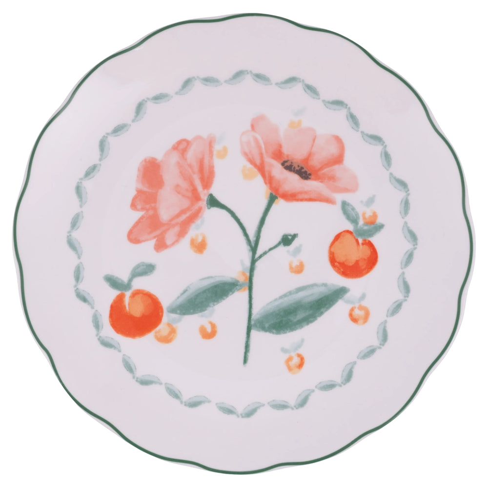 Villa d'Este Home Dinnerware Set Cherry Flowers 18-piece / 6 persons - 6 dinner plates, 6 breakfast plates and 6 deep plates