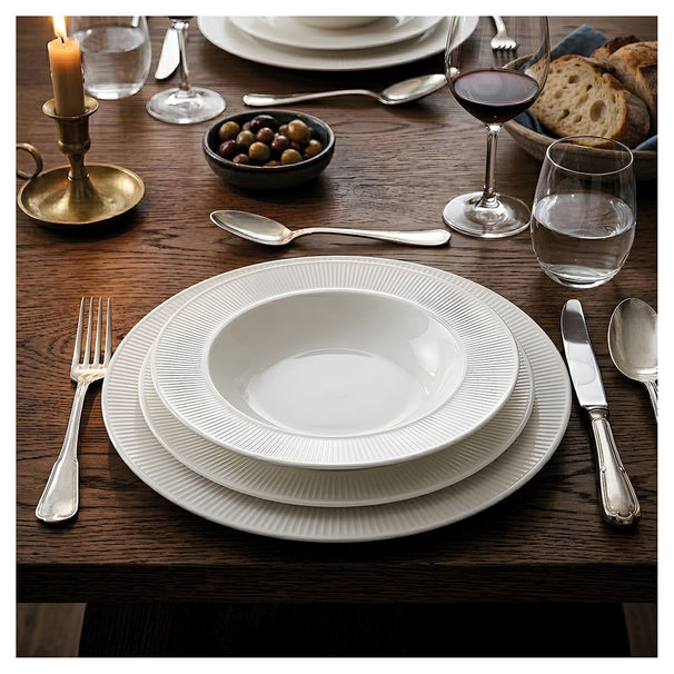 Villa d'Este Home Serviesset Decor blanco opaalglas 18-delig / 6 personas - 6 platos de cena, 6 platos de desayuno y 6 platos hondos
