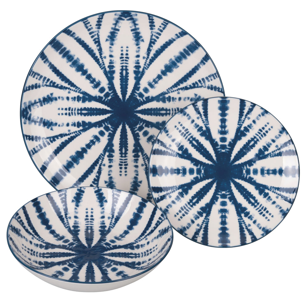 Villa d'Este Home Dinnerware Set The Blue 18-piece / 6 persons - 6 dinner plates, 6 breakfast plates and 6 deep plates
