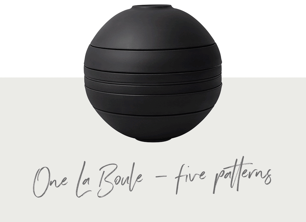 Villeroy & Boch Dinnerware Set La Boule Black / White 7-piece / 2 persons - 2 bowls, 2 dishes, 2 universal plates and 1 serving dish