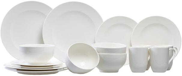 Villeroy & Boch Juego de vajilla For Me 16 piezas / 4 personas - 4 tazas con asa, 4 platos para cena, 4 platos para desayuno y 4 cuencos franceses