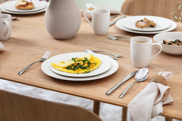 Villeroy & Boch Juego de vajilla For Me 16 piezas / 4 personas - 4 tazas con asa, 4 platos para cena, 4 platos para desayuno y 4 cuencos franceses