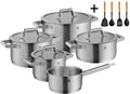 WMF juego de ollas Comfort Line 5 piezas incluye GRATIS Cookinglife utensilios de cocina set - olla ø 16, 20, 20 y 24 cm y cazo ø 16 cm
