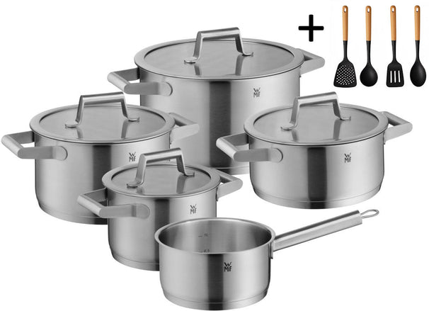 WMF juego de ollas Comfort Line 5 piezas incluye GRATIS Cookinglife utensilios de cocina set - olla ø 16, 20, 20 y 24 cm y cazo ø 16 cm