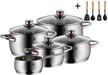 WMF juego de ollas Quality One - RVS 5-piezas Incluye GRATIS Cookinglife utensilios de cocina set - Olla ø 16, 20, 20 y 24 cm y Cazo ø 16 cm