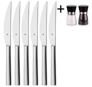 WMF Cuchillos para steak Nuova - 6 piezas - Incluye GRATIS set de molinillos de pimienta y sal Cookinglife