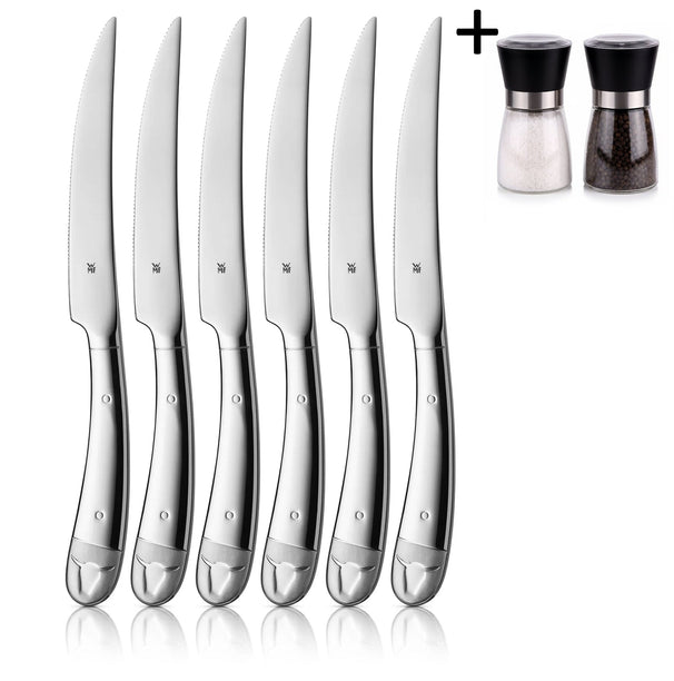 WMF Cuchillos para steak 6 piezas - Incluye GRATIS set de molinillos de pimienta y sal Cookinglife