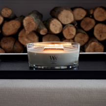 WoodWick Vela Aromática Ellipse Fireside - 9 cm / 19 cm - Vela Aromática en Vidrio - Mecha de Madera