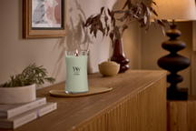 WoodWick Vela Aromática Grande Matcha Zest - 18 cm / ø 10 cm - Vela Aromática en Vidrio - Mecha de Madera