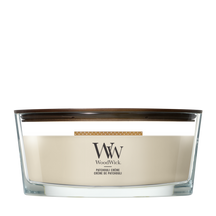 WoodWick Vela Aromática Ellipse Patchouli Crème - 9 cm / 19 cm - Vela Aromática en Vidrio - Mecha de Madera