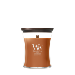 WoodWick Scented Candle Medium Saffron Smoke - 11 cm / ø 10 cm - Scented Candle in Glass - Wooden Wick