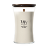 WoodWick Scented Candle Large Tonka & Almond Milk - 18 cm / ø 10 cm - Scented Candle in Glass - Wooden Wick