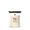 WoodWick Vela Aromática Mediana Vainilla & Sal Marina - 11 cm / ø 10 cm - Vela Aromática en Vidrio - Mecha de Madera