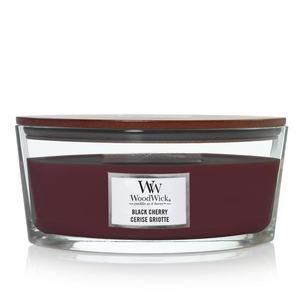 WoodWick Scented Candle Ellipse Black Cherry - 9 cm / 19 cm - Scented Candle in Glass - Wooden Wick