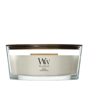 WoodWick Scented Candle Ellipse Fireside - 9 cm / 19 cm - Scented Candle in Glass - Wooden Wick