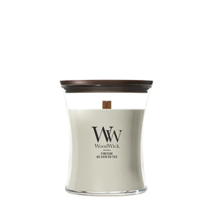 WoodWick Scented Candle Medium Fireside - 11 cm / ø 10 cm - Scented Candle in Glass - Wooden Wick