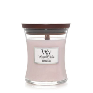 Vela aromática WoodWick Mediana Palo de Rosa - 11 cm / ø 10 cm - Vela aromática en vidrio - Mecha de madera