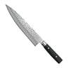 Yaxell Koksmes Zen 24 cm 37 laags damaststaal met canvas Micarta heft, vrijstaand op witte achtergrond