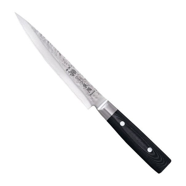 Cuchillo para carne Yaxell Zen 18 cm - acero damasco inoxidable de 37 capas - mango de Micarta canvas