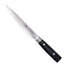 Yaxell Vleesmes Zen 18 cm 37 laags damaststaal met canvas Micarta heft, vrijstaand op witte achtergrond
