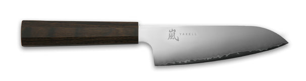 Yaxell Cuchillo Santoku Hana 12.5 cm - Acero inoxidable de 3 capas - mango de madera Pakkah marrón oscuro