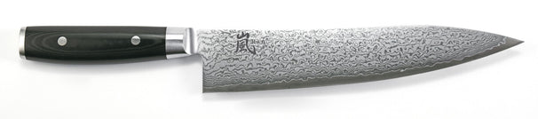 Cuchillo de chef Yaxell Ran 24 cm - acero damasco inoxidable de 69 capas - mango de Micarta canvas