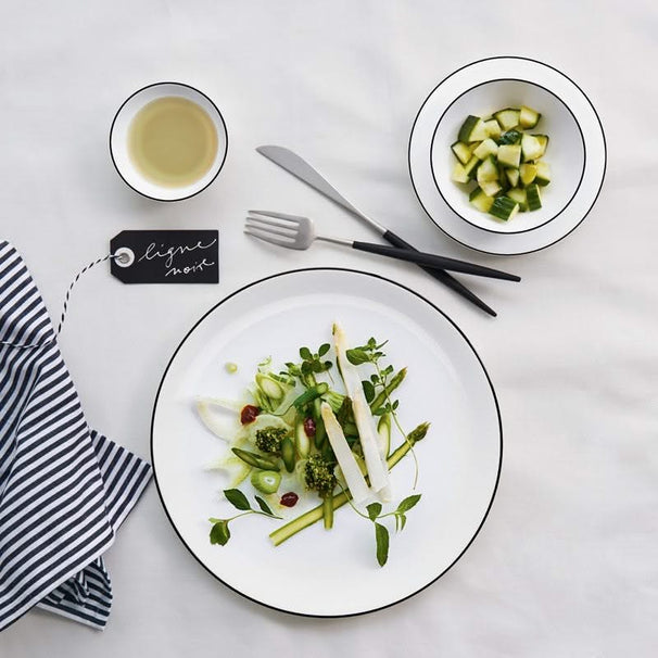 Set de vajilla ASA Selection A Table Ligne Noire 18 piezas / 6 personas - 6 platos de cena, 6 platos de desayuno y 6 platos para pasta/sopa